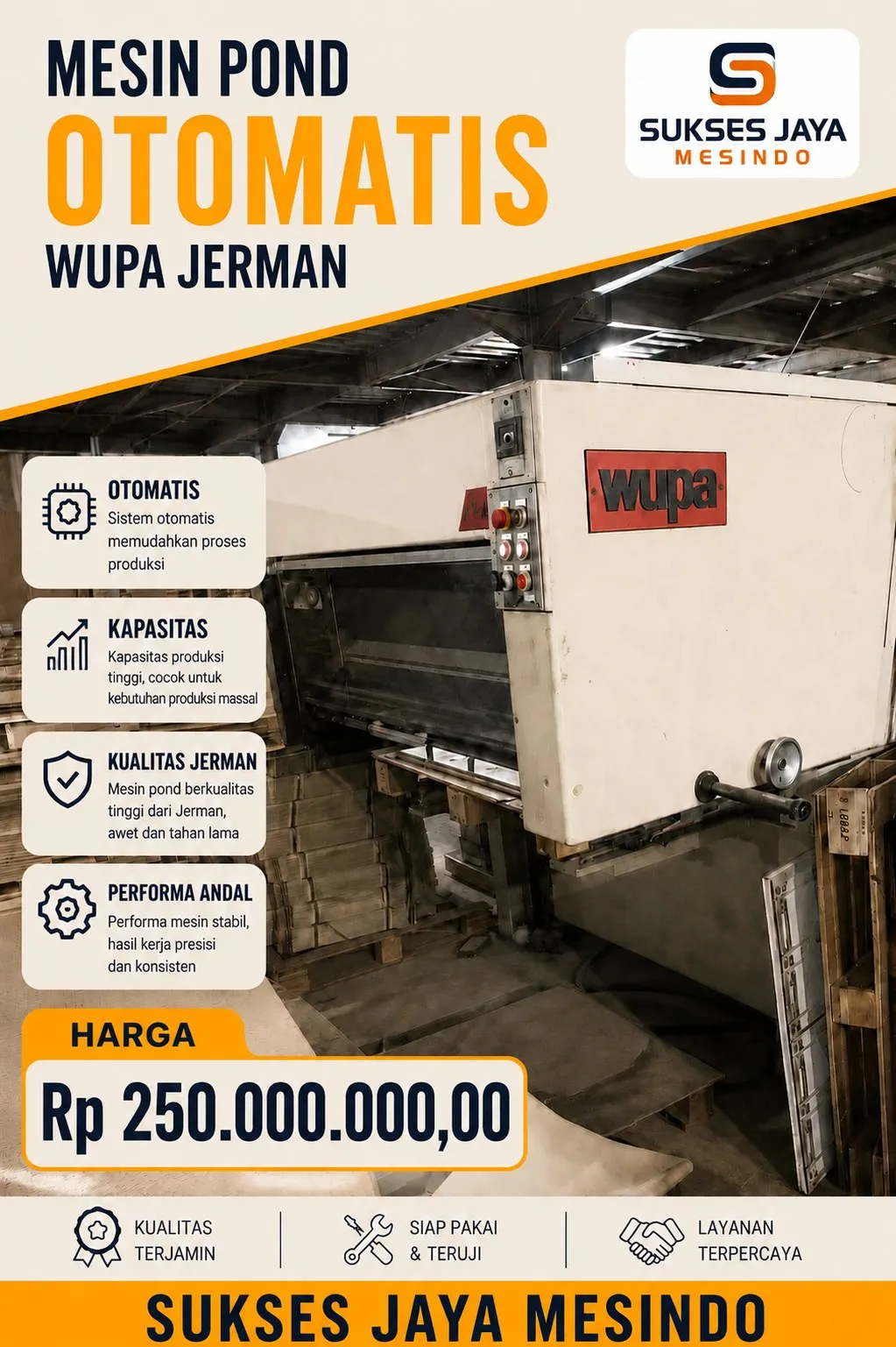 Mesin Diecut Pond Otomatis Feeder Wupa Jerman | Ukuran Plano S